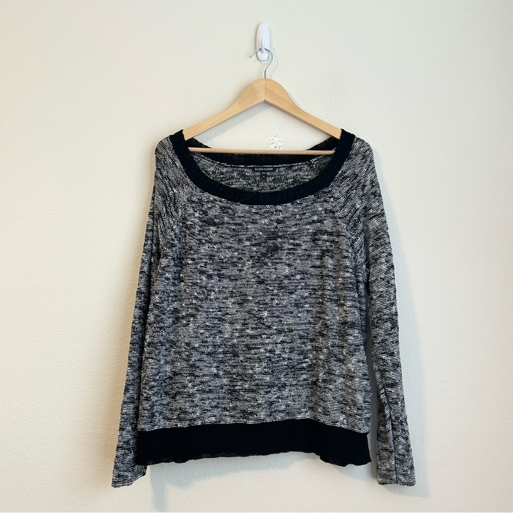 Eileen Fisher Melange Linen Twist Sweater Woven Knit Pullover, Size XL